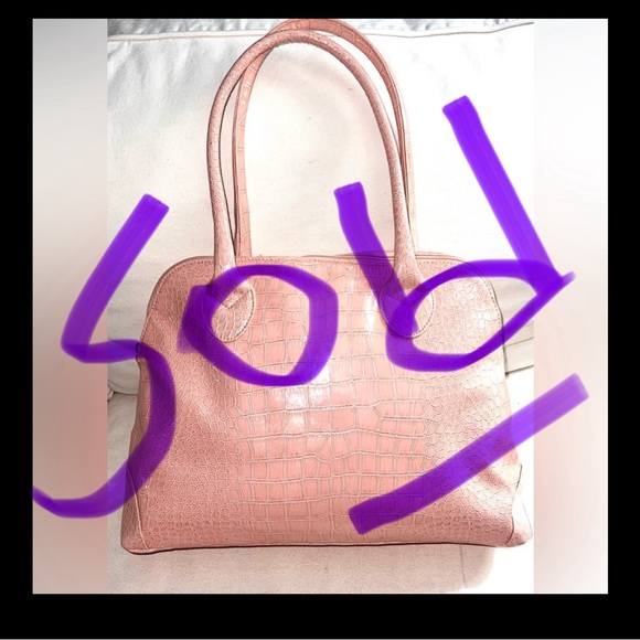 Pink Purses and Bags Large Shoulder Bag Patent Leather Croc Pattern - Picture 1 of 13